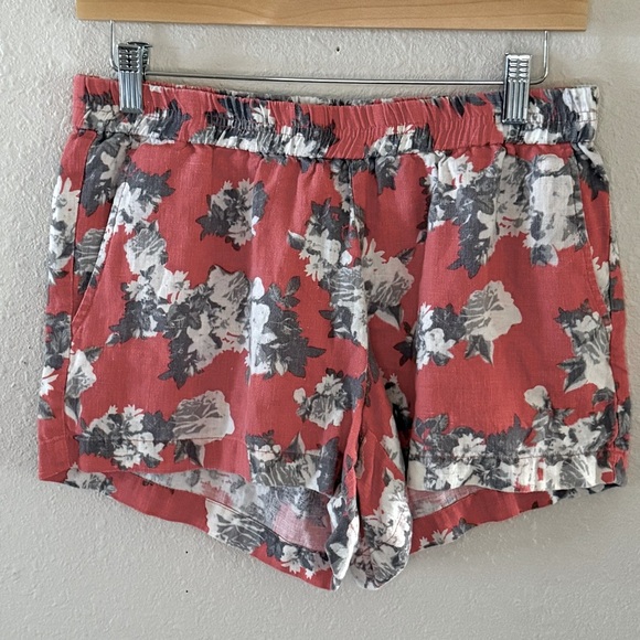 Kut from the Kloth Linen Floral Shorts Orange Grey & White Summer Women’s Size 8 - Picture 1 of 12